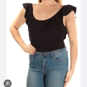 Black Ruffle Sleeve Top